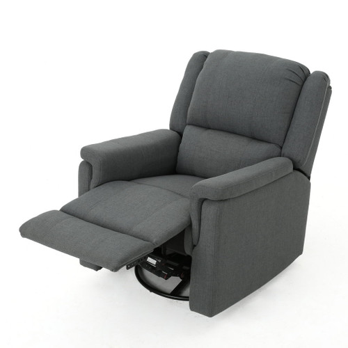 Glider Recliner With Swivel, Manual Reclining Chair - Charcoal