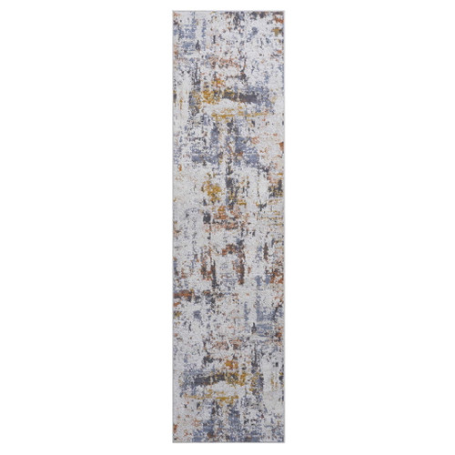 Payas - 2' X 8' Abstract Runner Rug - Ivory / Blue