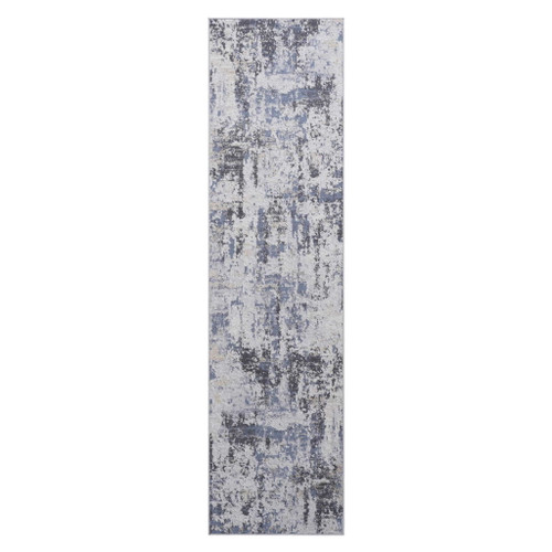 Payas - 2' X 8' Abstract Runner Rug - Gray / Denim