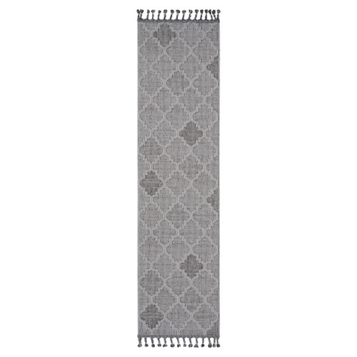 Guros - 2' X 8' Trellis Indoor / Outdoor Area Rug - White / Gray