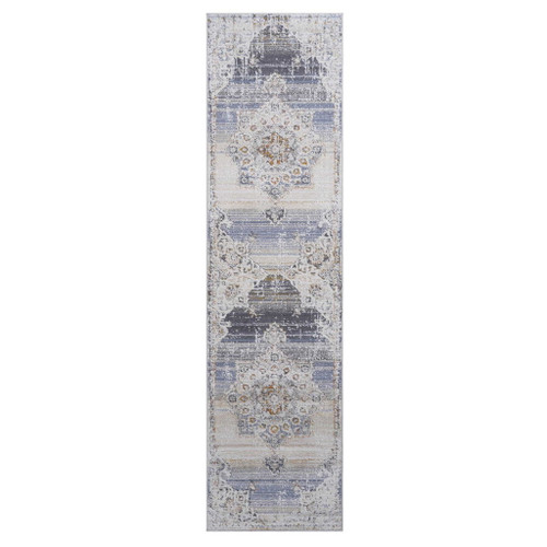 Payas - 2' X 8' Medallion Runner Rug - Cream / Gold