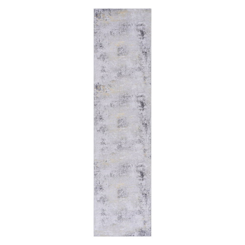 Maval - 2'6'' X 10' Washable Runner Rug - Gray / Gold