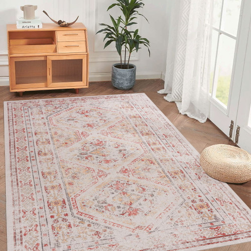 Maval - 5' X 8' Washable Area Rug - Beige