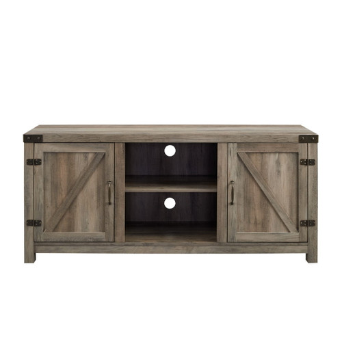 Farmhouse Barn Door TV Stand For TVs Up To 65" - Gray Wash