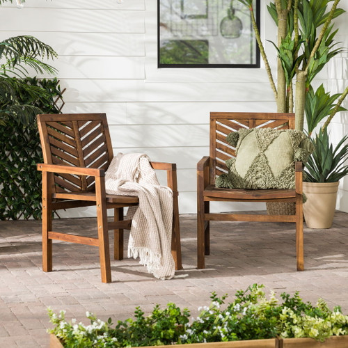 Modern 2 Piece Chevron Patio Chairs Dark - Brown