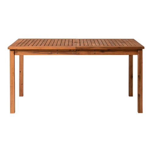 Contemporary Slat Top Outdoor Dining Table - Brown