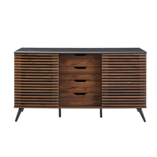 Contemporary Sliding Slat Door Sideboard - Ebony / Dark Walnut