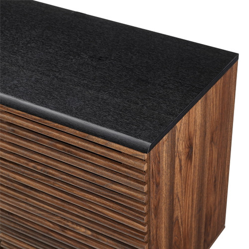 Contemporary Sliding Slat Door Sideboard - Ebony / Dark Walnut