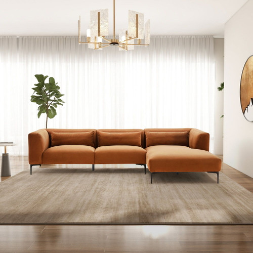Laley - Right Facing L-Shaped Sectional - Burnt Orange