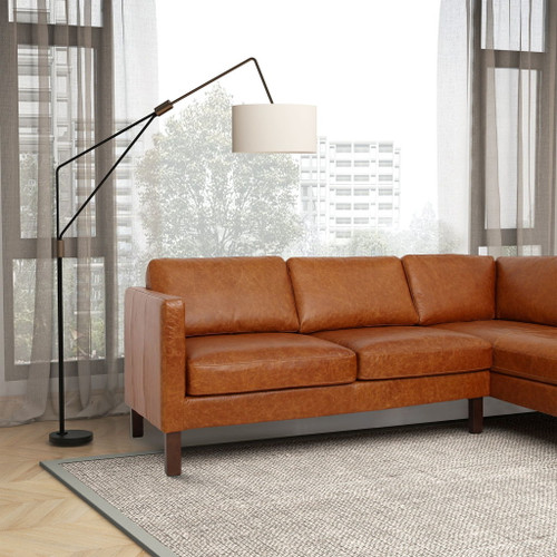 Juno - Sectional Right Waxy Sofa - Cognac