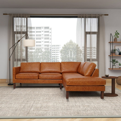 Juno - Sectional Right Waxy Sofa - Cognac