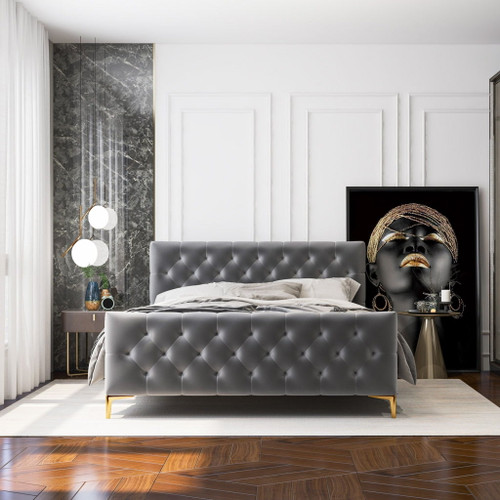 Bailey - King Bed - Dark Gray