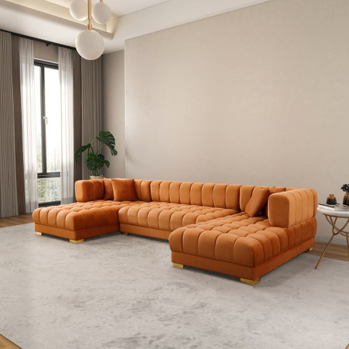 Marlow - U Shape Corner Sofa - Cognac
