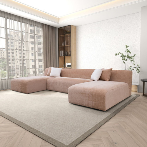 Audrey - U Shape Corner Sofa - Peach