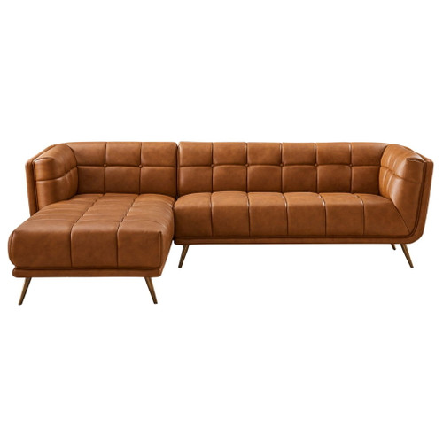 Addison - Left Sectional Leather Sofa - Cognac