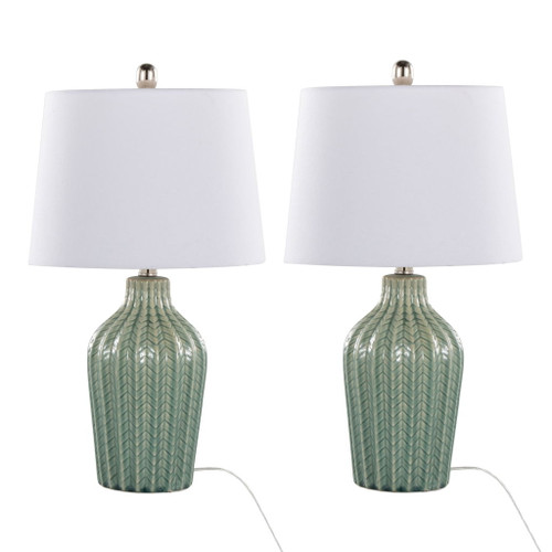 Rockwell - Contemporary Ceramic Table Lamp (Set of 2) - Sage / White