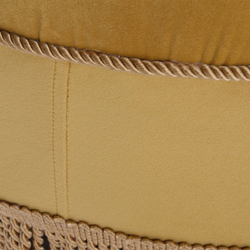 Yolanda - Round Upholstered Accent Ottoman - Gold Yellow / Gold