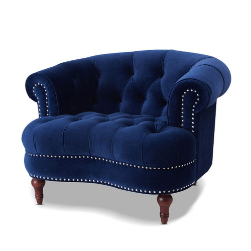 La Rosa - Victorian Tufted Upholstered Accent Chair - Navy Blue