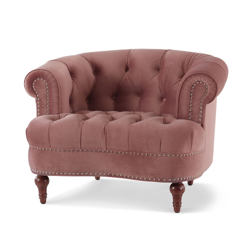 La Rosa - Victorian Tufted Upholstered Accent Chair - Ash Rose Pink