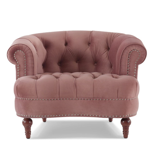 La Rosa - Victorian Tufted Upholstered Accent Chair - Ash Rose Pink