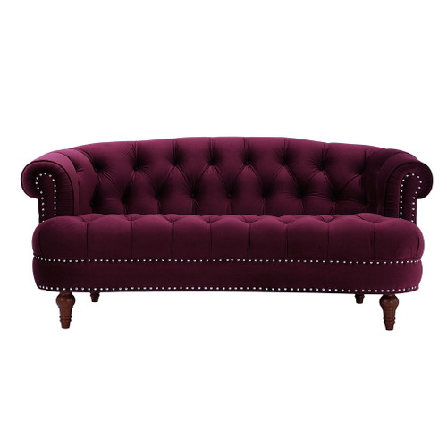 La Rosa - Victorian Chesterfield Loveseat - Burgundy