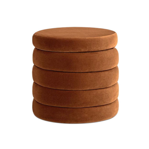 Fuji - Oversized Round Storage Ottoman - Burnt Orange