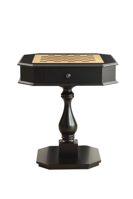 Bishop - Reversible Chess Checker Game Table With Game Tray (Chess Fingures Not Included) - Black