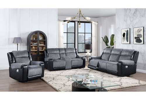 Alicia - Reclining Sofa Loveseat And Chair - Gray / Black