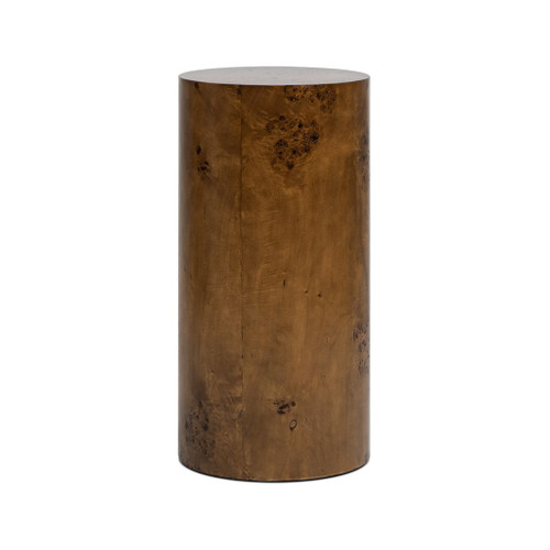 Nebula - Burl Accent Pillar Side Table - Medium Brown