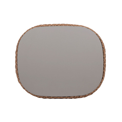 Willow - Oval Woven Patio Coffee Table, Wicker Frame - Wheat Beige / Golden Brown