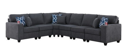Cooper - 6 Piece Reversible L-Shape Sectional Sofa With Cupholder - Stone Gray