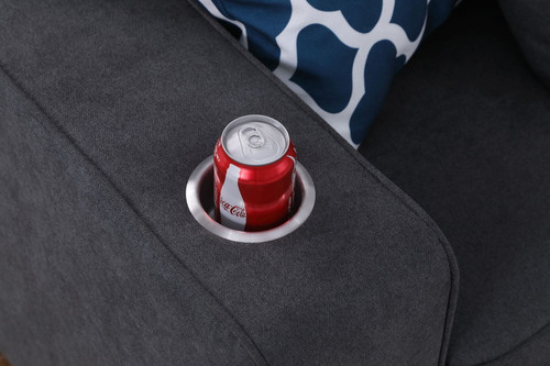 Cooper - 6 Piece Reversible L-Shape Sectional Sofa & Cupholder - Stone Gray
