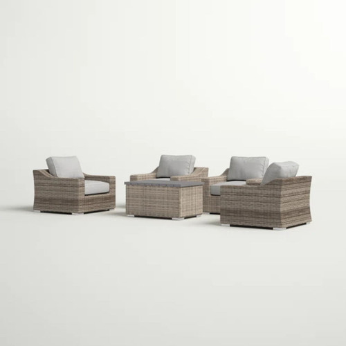 Wicker Sectional Seating Group With Cushions - Gray Mix