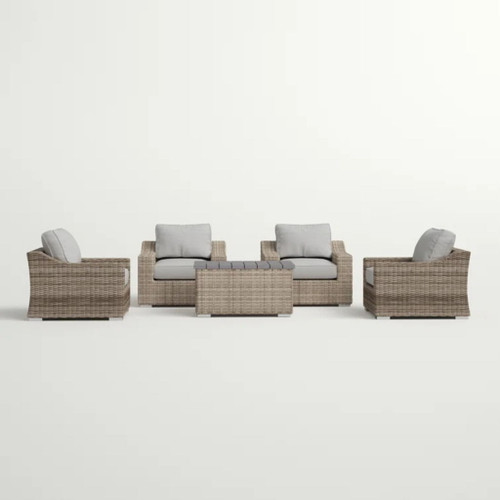 Wicker Sectional Seating Group With Cushions - Gray Mix