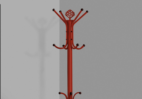 Free Standing Coat Rack 12 Hooks For Entryway - Red