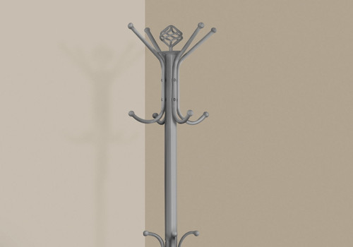 Free Standing Coat Rack 12 Hooks For Entryway - Silver