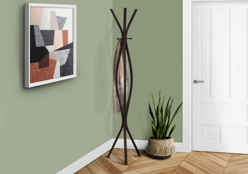 Free Standing Coat Rack 3 Hooks For Entryway - Espresso