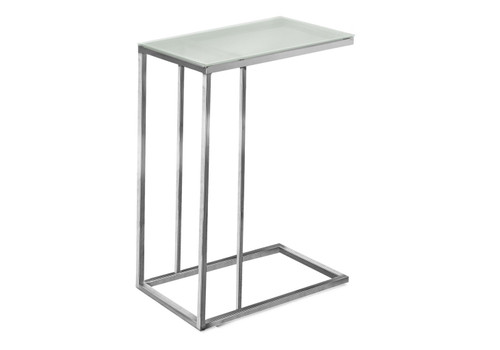 C-Shaped Accent Table Tempered Glass For Living Room - Chrome