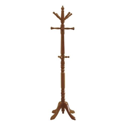 Free Standing Coat Rack 11 Hooks For Entryway - Oak