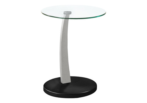 C-Shaped Accent Table Clear Tempered Glass For Living Room - Black