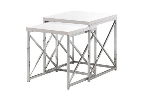 Accent Nesting Table For Living Room (Set of 2) - White
