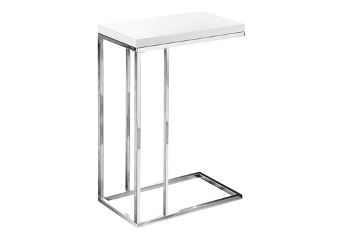 C-Shaped Accent Table Glossy For Living Room - White
