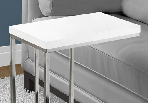 C-Shaped Accent Table Glossy For Living Room - White