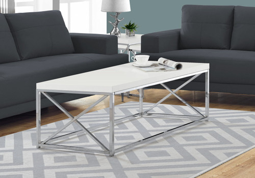 Glossy Coffee Table Rectangular For Living Room - White
