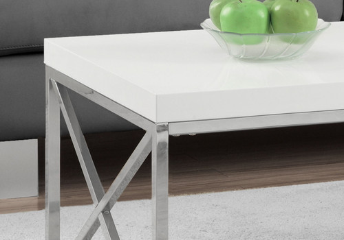 Glossy Coffee Table Rectangular For Living Room - White