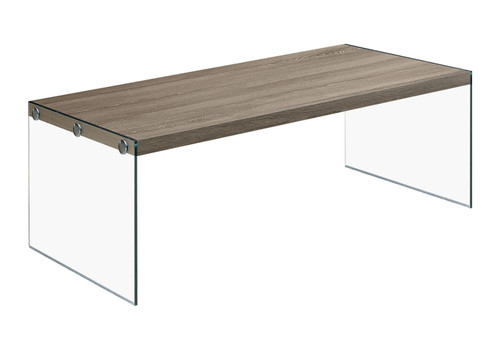 Coffee Table Rectangular For Living Room Clear Tempered Glass - Taupe