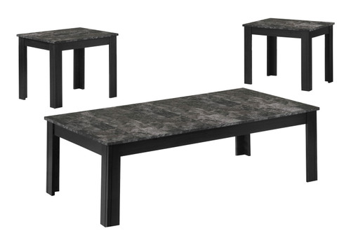 Table Set Coffee And Side Accent For Living Room 3 Pieces Set - Black