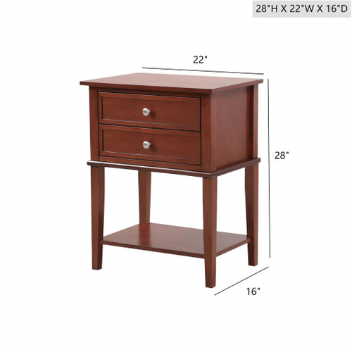 Sleek Nightstand With Storage Shelf And Rich Finish - Cherry