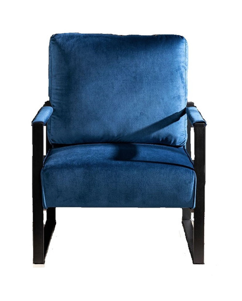 Classic Mid Century Modern Accent Chair With Durable Square Metal Frame, Armchair Upholstery - Blue