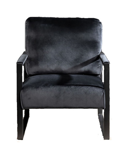 Classic Mid Century Modern Accent Chair With Durable Square Metal Frame, Armchair Upholstery - Black